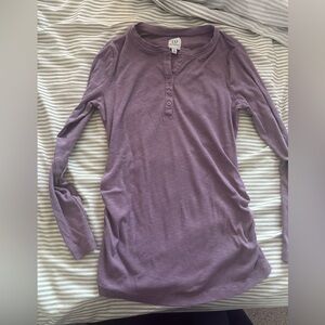 Gap Maternity Ribbed Henley Top Purple XS